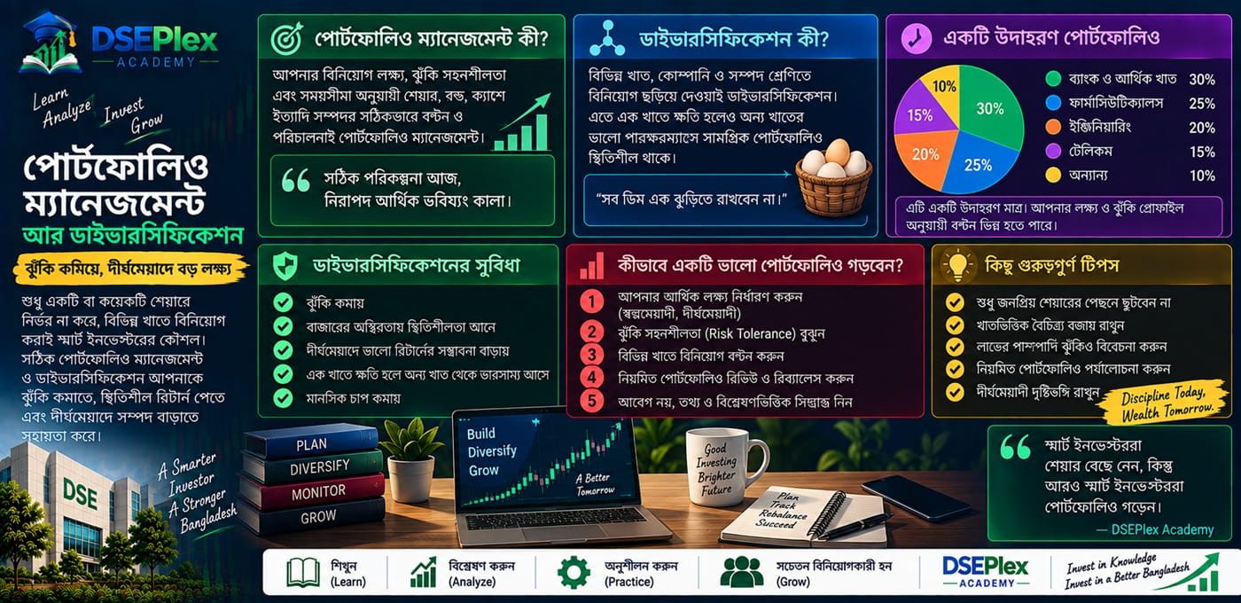 পোর্টফোলিও কী এবং ডাইভারসিফিকেশন কৌশল: ঝুঁকি কমিয়ে মূলধন বৃদ্ধির নির্দেশিকা