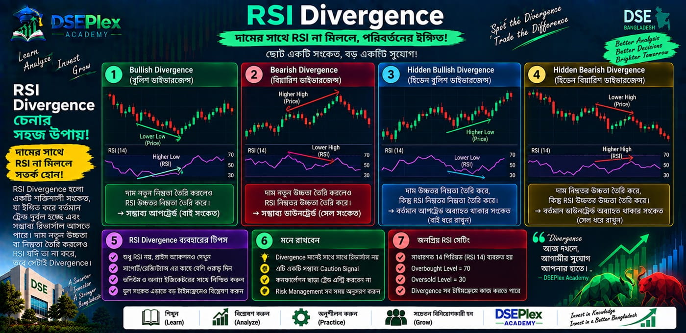 RSI Divergence কী? — Price ও RSI যখন ভিন্ন কথা বলে