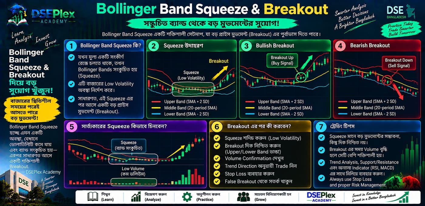 Bollinger Band Squeeze ও Breakout — Volatility কমার পর বড় Price Movement কীভাবে বিশ্লেষণ করবেন